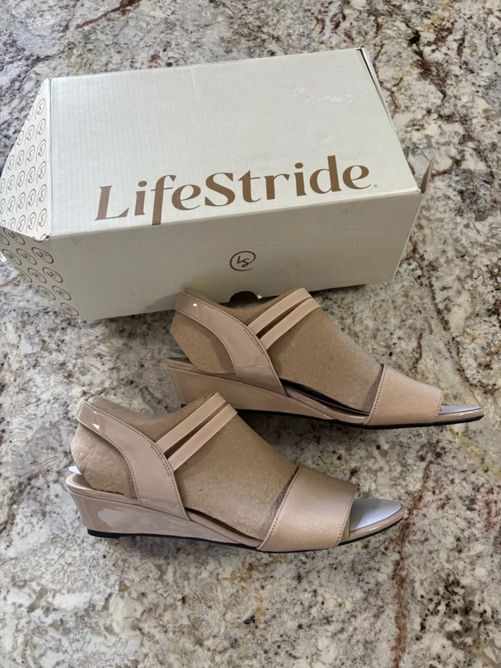Life Stride Beige Open-Toe Slide Sandals - Picture 3 of 8